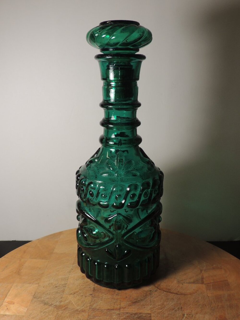 MCM Jim Beam Emerald Green Glass Whiskey Decanter